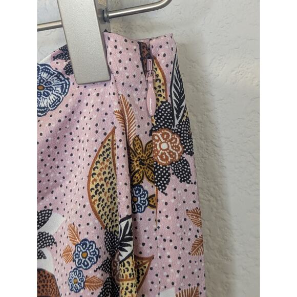 LOFT Floral Fluted Maxi Length Skirt Silky Feel Pink Multi Color Womens Size 6 - Picture 4 of 7